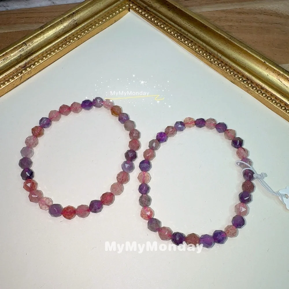 Strawberry Quartz And Amethyst Bracelet 6mm